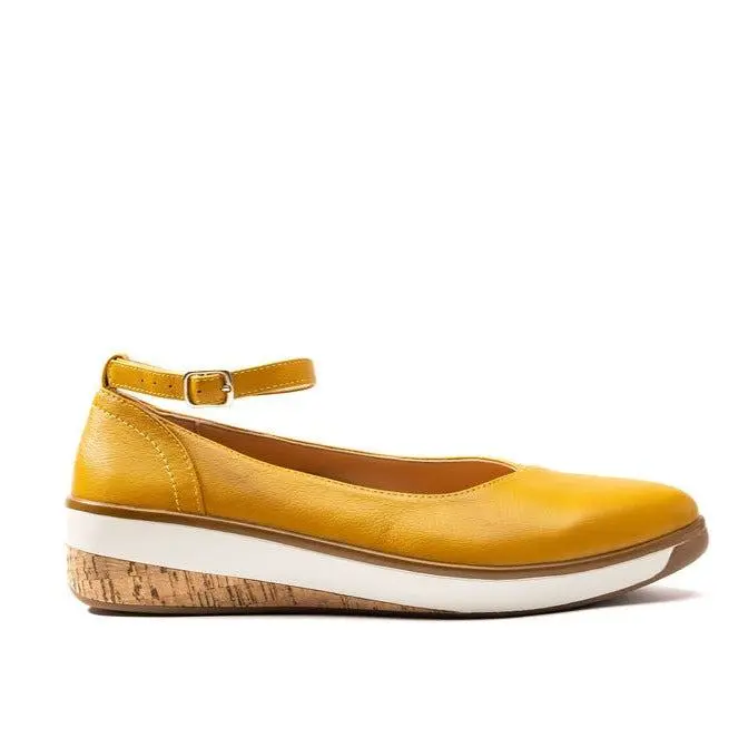 Ruth Flat MUSTARD Premium Leather Pointed Toe Women's Orthopedic Footwear Comfort Footwear Yellow Flat Comfort Shoes