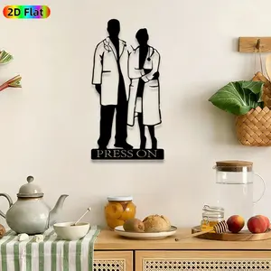 1pc Doctor Silhouette Metal Wall Art, Medical Team wall Scupltures Mural, Intricate Craftsmanship, Perfect for Doctors Day, Graduation Decor, Perfect for Clinic Office Living Room Decor, Ideal Gift for Healthcare Professionals Enthusiasts.