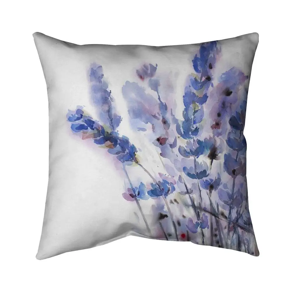 Begin Home Decor 5542-1818-FL230 18 x 18 in. Watercolor Lavender Flowers - Farmhouse Outdoor Throw Pillow, Home Decorative Cushion, Outdoor Cushions