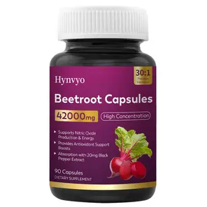 Beet Root Supplement with Black Pepper Extract for Better Absorption, Gluten Free 90 Capsules