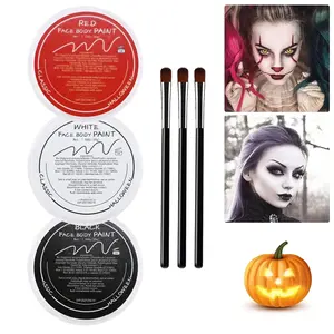 Red Oil Face Body Paint Set, Halloween Clown Joker Makeup Kit, Professional Black, White and Red Face Painting Kit for Halloween Makeup, Sfx Make Up, Theater, Cosplay, Costume