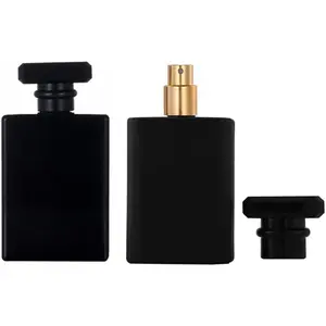 2 count 100ml Glass Spray Bottle, Fine Mist Refillable Perfume Atomizer for Men and Women, Empty Perfume Dispenser Containers, Glass Portable Travel Bottle (Black)