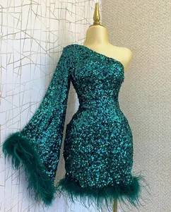 Jazzy Green Sequin Mini Dress Formal Womenswear