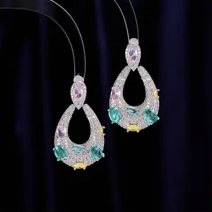 Trendy Colorful Teardrop Earrings for Women Gold Tone Crystal Drop Earrings Bold Statement Party Vacation Fashion Jewelry Gift