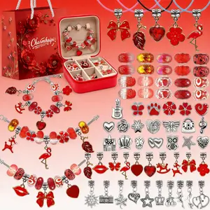 2026New Red Idea-Handmade Jewelry Supplies Charm Bracelet for Women Making Kit with Red Jewelry Box & Gift Bag Red Beading & Jewelry Making Kit New Year Christmas Mother's Day Birthday Jewelry Gifts Set for Mom Girlfriend