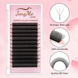 DIY Lashes W Shape Clover Lash Extensions 0.07 Volume Fans | 3D Web Root Premade Handmade Black Lashes | Soft Lightweight Cluster Eyelash Extensions For Salon Use