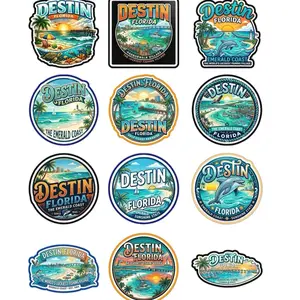 Destin Florida 12 Pack Stickers 2 inches - Vibrant Destin Scenes & Coastal Icons for Travelers