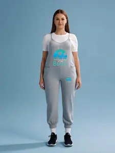 【Plus Size】 Mermaid Print Overalls Jumpsuit, Casual Comfy Sleeveless Jumpsuit for Daily Wear, Women's Plus Clothing for All Seasons