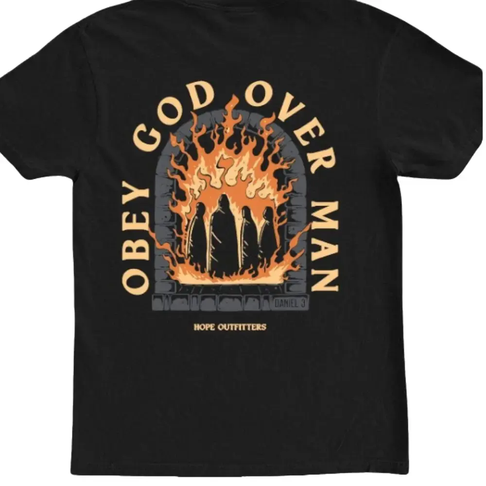 Unyielding Faith – 2-Sided Obey God Over Man Tee for Spiritual Warriors, unisex retro, Menswear Top, Black Casual