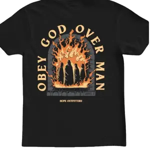 Unyielding Faith – 2-Sided Obey God Over Man Tee for Spiritual Warriors, unisex retro, Menswear Top, Black Casual