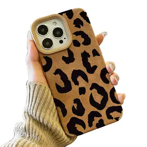Luxury Matte Lambskin Faux Leather Phone Case for iPhone17 15 Plus 16 Pro Max 14 13 12 11 XS XR Black and White Cow Pattern Anti-Scratch Shockproof Soft Silicone Protective Cover