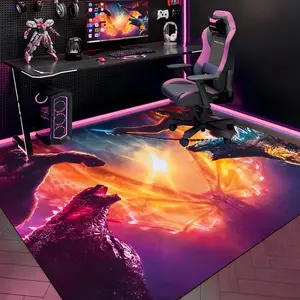 G - Godzilla x Kong The New Empire Floor Mat Gaming Room Soft Flannel Floor Rug Non-Slip Absorbent Doormat for Esports Setup, Bedroom, Entrance, Gamer Home Decor, Anti-Skid Washable Mat, Multiple Sizes Available