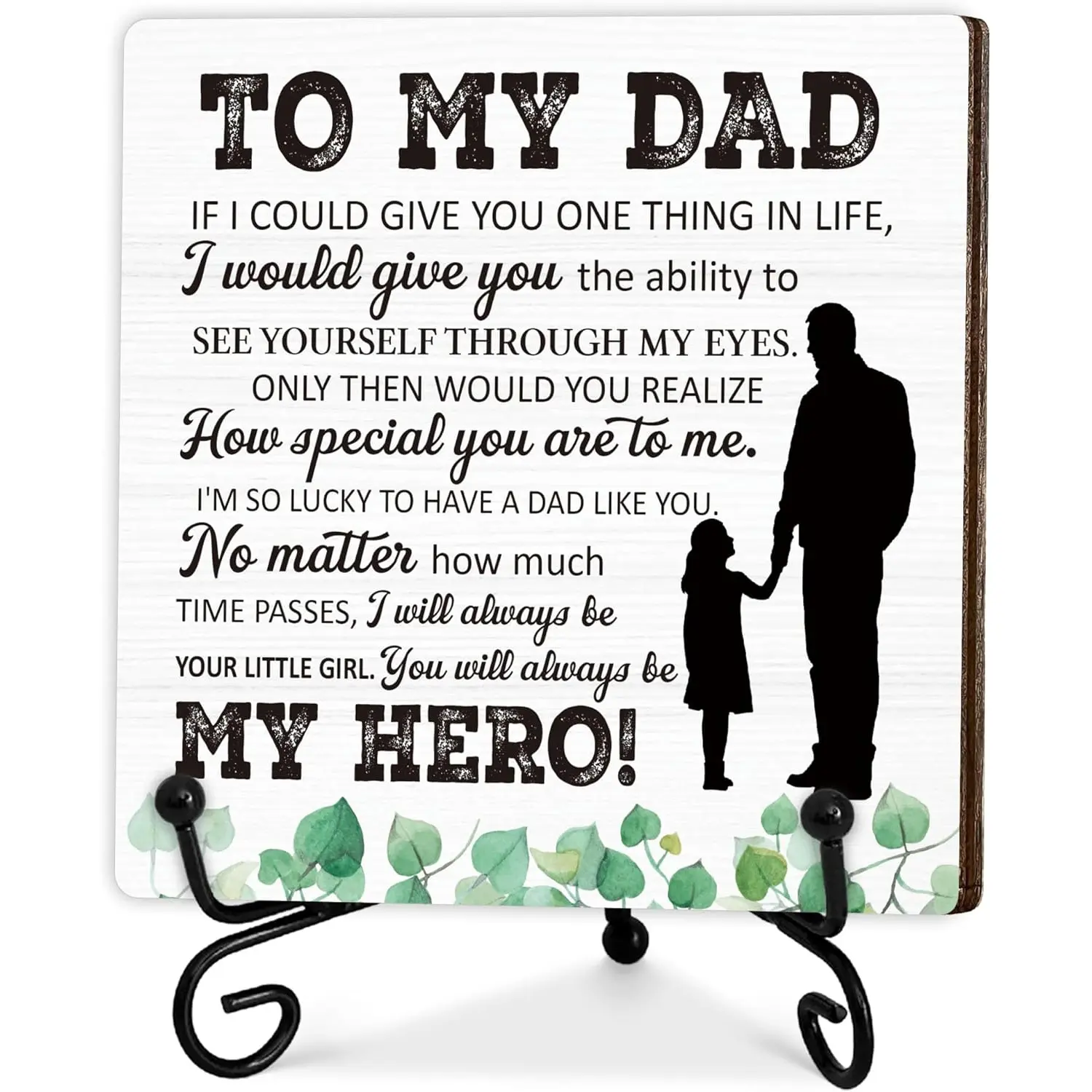 Birthday Gifts for Dad, Father's Day Gifts from Daughter Son Wife, Best Dad Ever Gifts for Him Who Wants Nothing, To My Dad Gifts, Personalized Wooden Plaque Sign Gifts for Men, 5x5 In