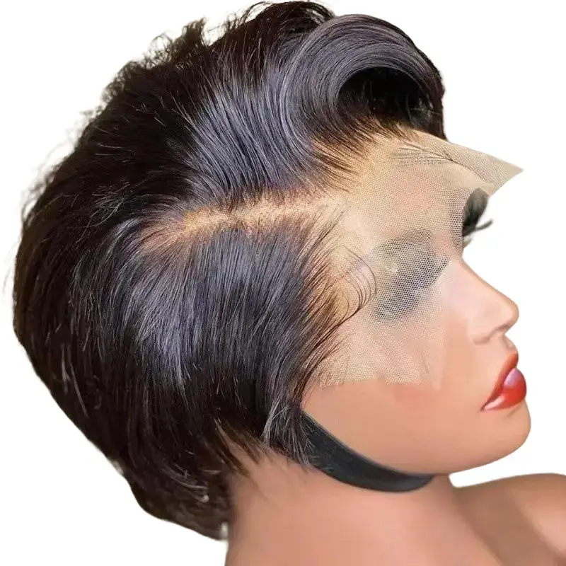 Women's 6-Inch Short Pixie Cut Lace Front Bob Wig, 100% Human Hair with 1B/27/1B/350/1B/99J Shades, Natural Look for Casual & Special Events, Elegant Wig