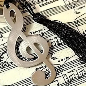 2pcs Treble Clef Musical Note Iron Bookmark with Tassel, Elegant Stainless Steel Music Lovers' Bookmark for Books, Perfect Small Gift for Students, Teachers, and Musicians