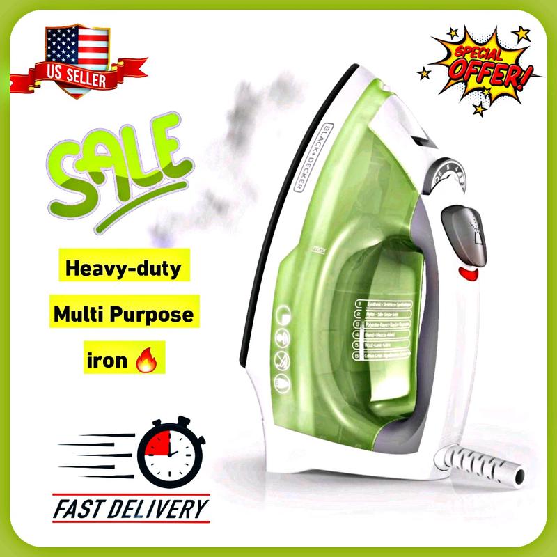 Black+Decker, Easy Steam Compact Iron, IR02V-T Anti-Burn Auto Shut-Off Carry Lock Detachable Water Tank Dry Irons Garment Steamers Steam Generator Irons Steam Irons Coated non-stick Ceramic Stainless Steel