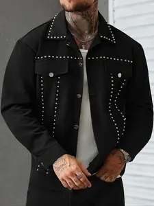 Men's Jacket Coat, Stylish Casual Fitted Plain Long Sleeve Outerwear for Everyday Wear, Comfortable and Durable, Perfect for All Seasons, Street Fashion Outerwear, Trendy Men's Clothing