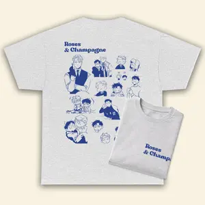 Two-sided Low Tide Jinx Rose Champagne Manhwa Chibi Shirt, Korean Novel Comic Boylove Gift For Fan 100% Cotton Fabric True To Size