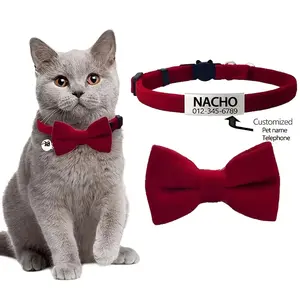 [Plush Bow Tie Collar] A Custom Plush Bow Tie Cat Collar, Adjustable And Made of Soft Material, Suitable for Puppies And Kittens, Without Battery