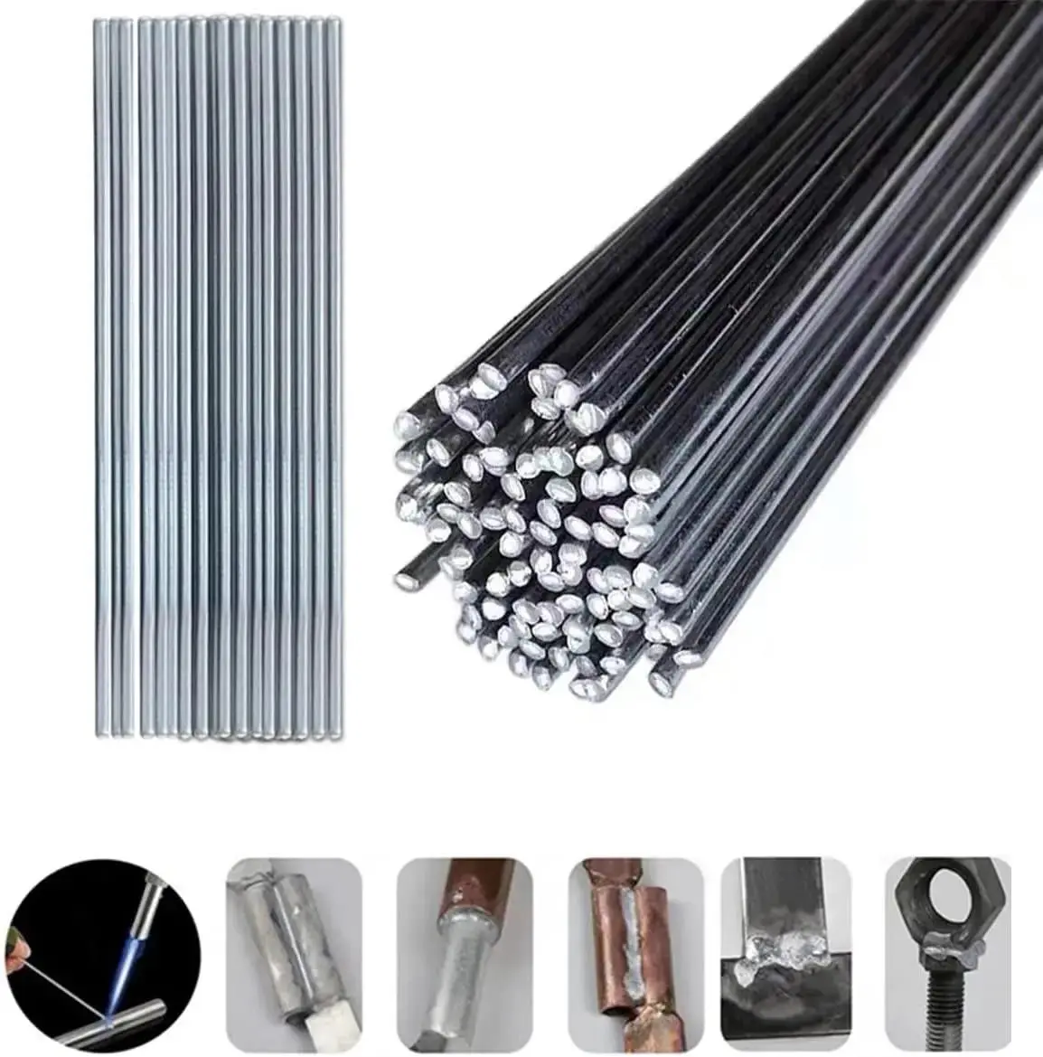 50pcs Aluminum Welding Rods, Flux Core Welding Wire, Metal Universal Welding Wire Low Temperature Universal Aluminum Welding Rods No Flux Required- Flux Core Wire for Electric, Chemical& Silver Welding