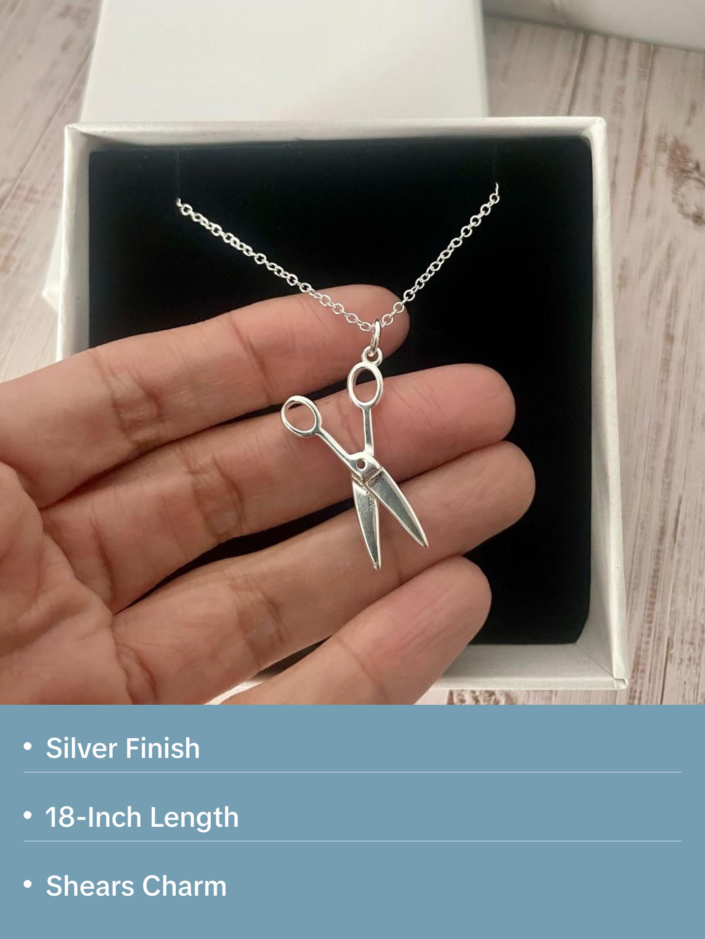 925 Silver Shears Charm Pendant Elegant Necklace for Barbers and Hair Stylists 18” with Silver Finish 925 Silver Shears Charm Pendant Elegant Necklace for Barbers and Hair Stylists 18” with Silver Finish