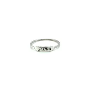 Sterling Silver ID Custom Name Ring (Please Add Your Custom Name in the "Add Notes" Section)