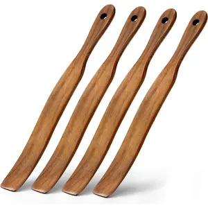 4 count Skinny Spurtle for Sourdough Starter, Mixing, Reaching Bottom of Jar, Dough Whisk, Wooden Stir Spurtles,Kitchen Tools for NonStick Cookware,  for Sourdough Lovers