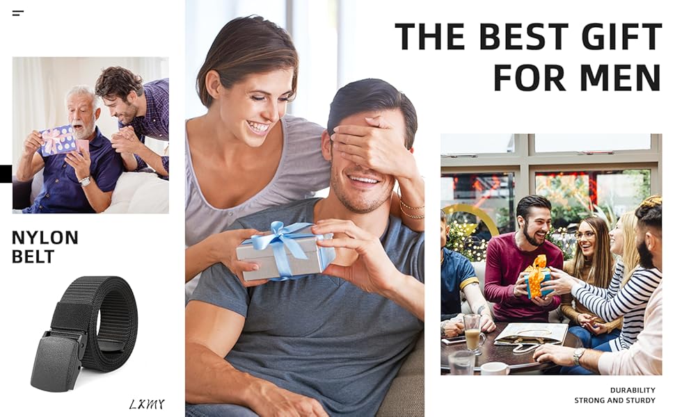 LXMY Work Belts for Men,Belts for Men,Adjustable Nylon Canvas Fabric Golf Belt,No Metal Buckle, Fast Pass Through the Airport Security,Suitable for Work and Travel