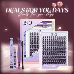 Victory Lash Kit l B&Q 0.05mm Invisible Band,144pcs Individual Spiky Manga Clusters,C Curl for DIY Eyelashes Extension,Waterproof Long Lasting Outdoorfun Makeup Cosmetic Vacation Lash #dealsforyoudays