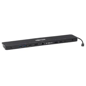 Tripp Lite USB-C Dock Triple Display - 4K HDMI & DP - VGA, USB 3.2 Gen 1 - USB-A-C Hub GbE - 100W PD Charging, Black