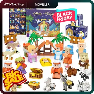 24 Nativity Christmas Building Blocks Hand-Tear Calendar Blind Box Gift - 2025 Advent Calendar 24 Days Countdown Set with Figures ABS Material Holiday Toys for Boys Girls Teens Adults Gift ABS Men Gifts Boyfriends Gifts Ideas