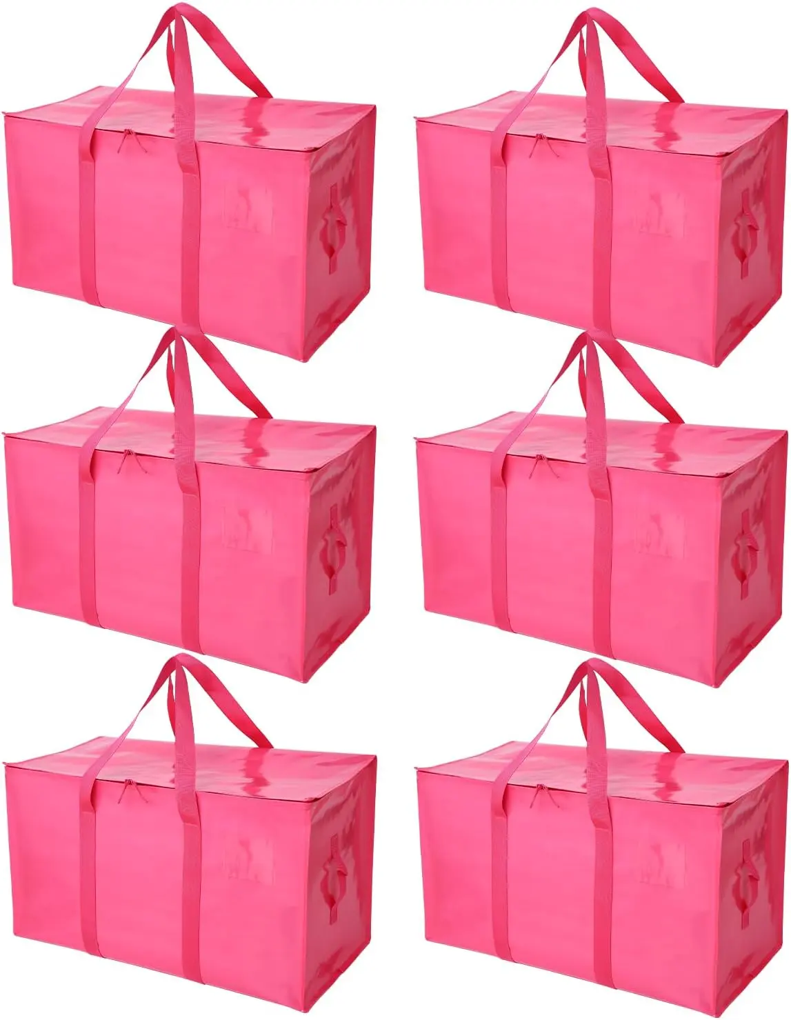 6 Pack Moving Bags Heavy Duty, Extra Large Moving Bags, Moving Supplies, Storage Bags with Handles and Zippers, Waterproof Totes for Storage Space Saving Packaging Shipping and Travel(Pink) summerwins,summerwins Durable Plastic Organizers