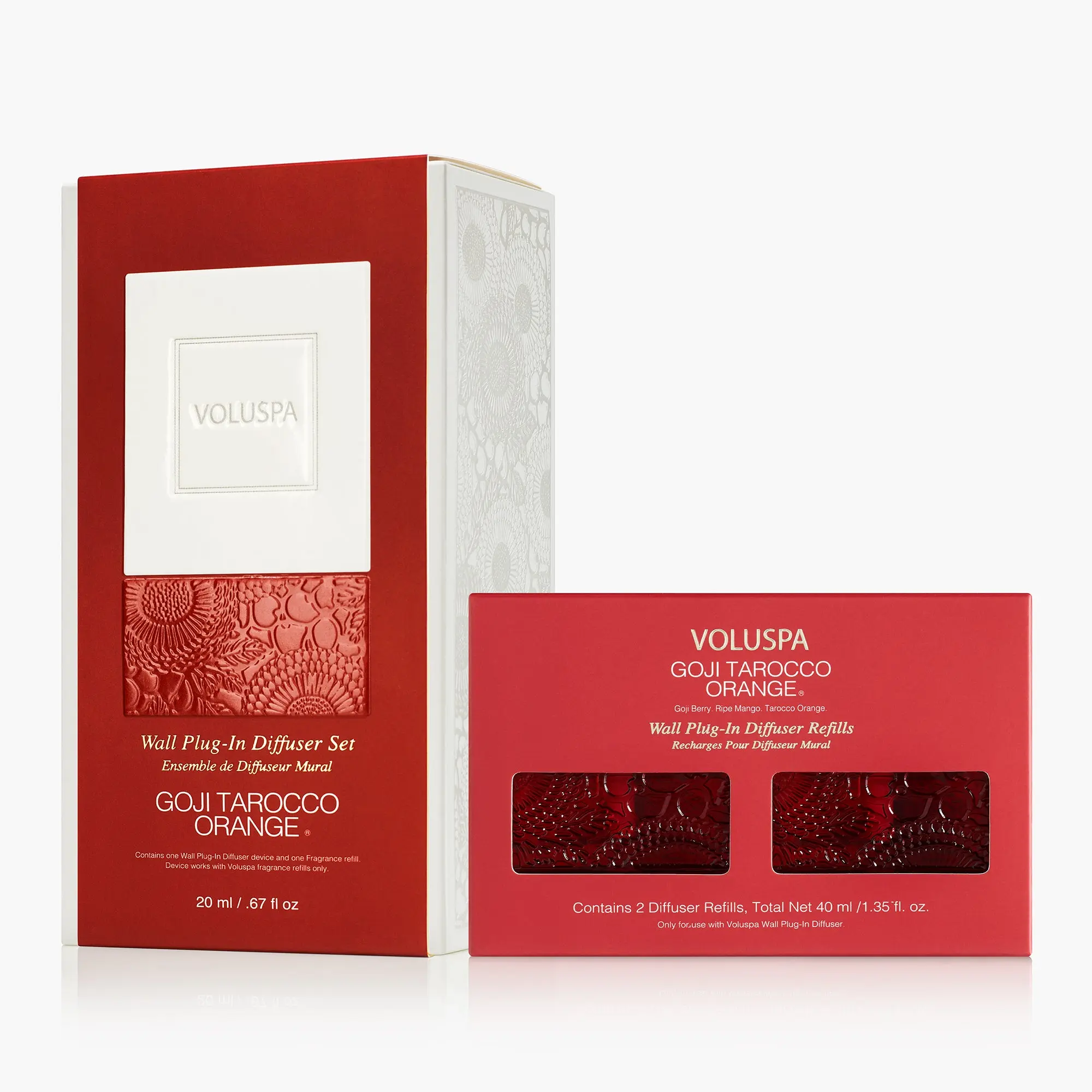VOLUSPA Orange Goji Aroma Wall Diffuser Starter Kit - Wall Plug-In, Twin Scent Refills Bundle for Room Scenting