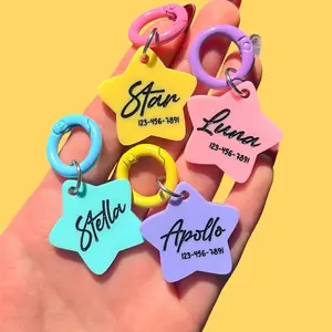 Personalized Star Pet ID Tag - Pastel Dog Tag - Chubby Star Pet Tag