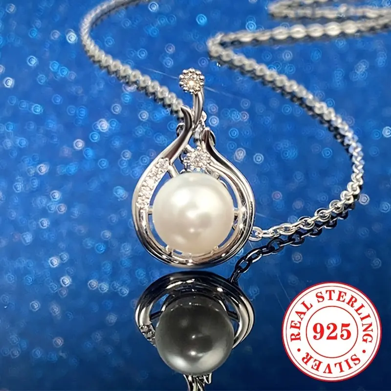 925 Sterling Silver Freshwater Pearl Pendant Necklace - June Birthday Stone Jewelry, Ideal for Weddings, Parties