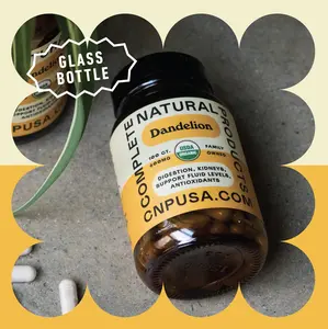Complete Natural Products Organic Dandelion Capsules for Kidney Liver & Gallbladder Support with Essential Vitamins & Minerals