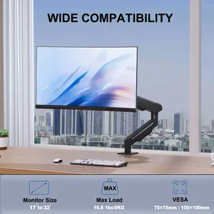 Single Monitor Mount,,Adjustable Monitor Arm with USB &Grommet Base, for 17"-32" Screens up to 22 lbsVESA 75x75 or 100x100mm, Black