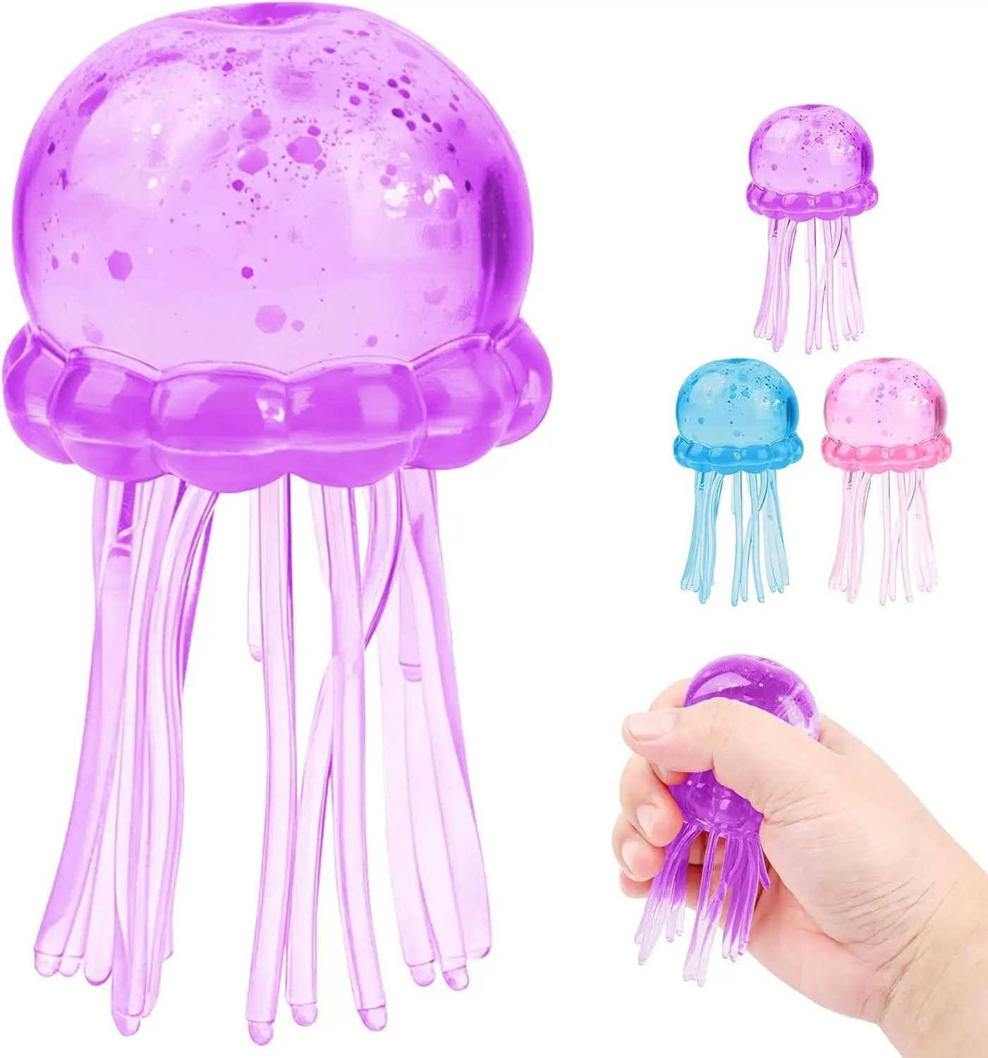 A jellyfish-shaped slow-rebound stress-relieving ball, a soft and elastic sensory stress-relieving toy. Squeezing toys can effectively relieve anxiety and stress.