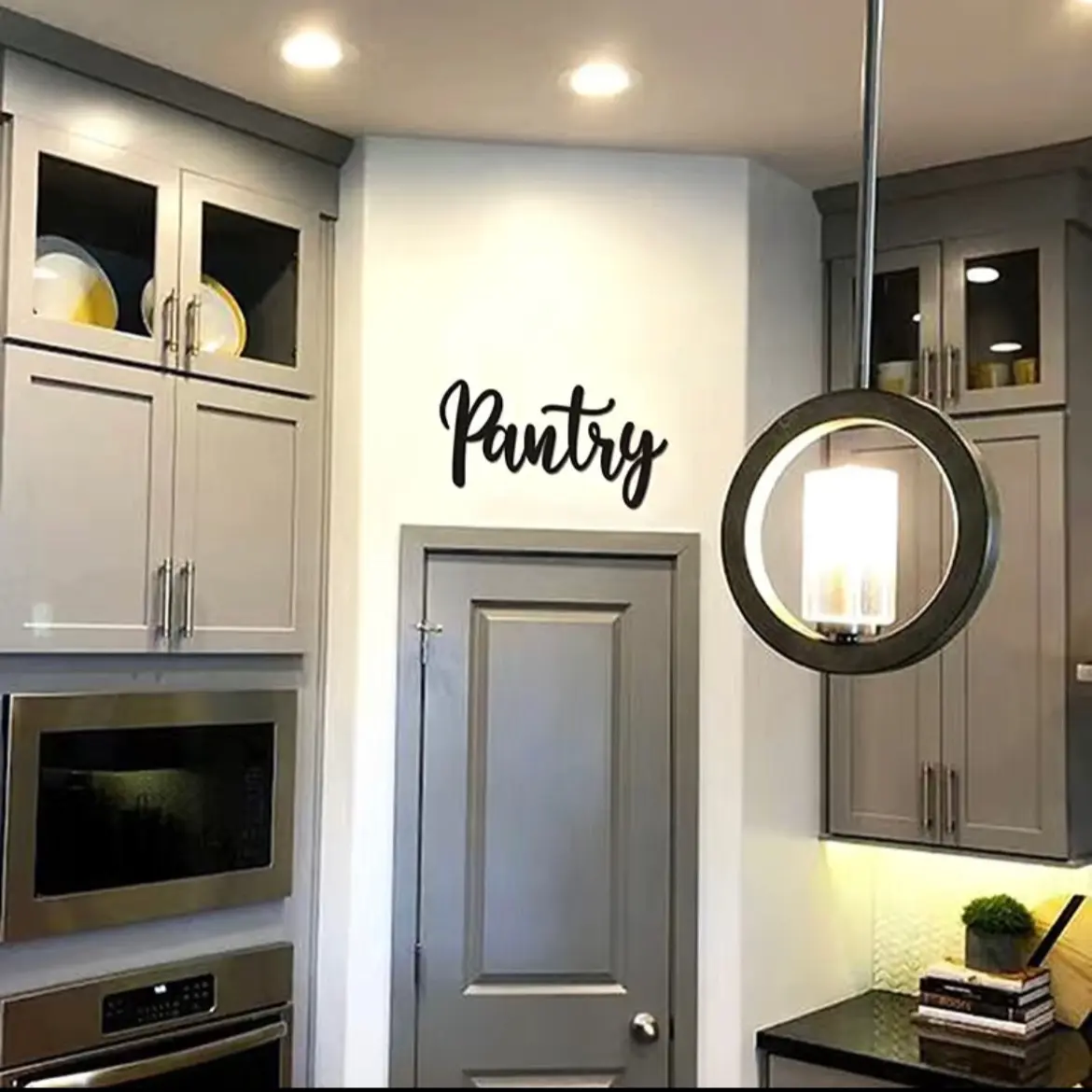 “Pantry” Metal Wall Art, Sign, Black, Stainless Steel, W 14” X H 7”