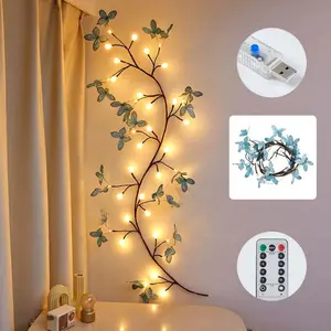 LED Rattan Simulation Tree Branch Light, USB Powered Bendable Indoor Wall Shape Background Layout Decorative Light, Festive Atmosphere Light