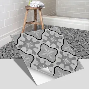 12pcs/24pcs Waterproof Thickened Self-adhesive Floor Tiles, Linear Pattern Design, Suitable for Kitchen Backsplash, Stairs and Bathroom Floor Decoration, 7.87 inches X 7.87 inches, 11.81 inches X 11.81 inches#TOP PICKS