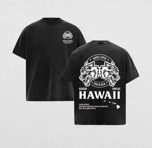 Hawaii Darc Sport Wolves Forever Graphic T-Shirt, Vintage Washed Oversized Tee with Bold Wolf Print, Trendy Grunge Streetwear for Men & Women, Edgy Hip Hop Outfit, Urban Punk-Inspired Casual Fashion, Graphic Tee