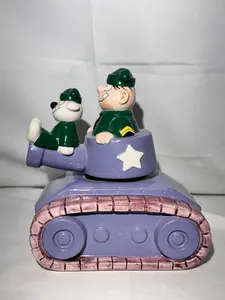 Beatle Bailey - ceramic music box-Sergeant Snorkel and his dog Otto ride in a tank - The Star Spangled Banner - Enesco - Comic -item number 686522