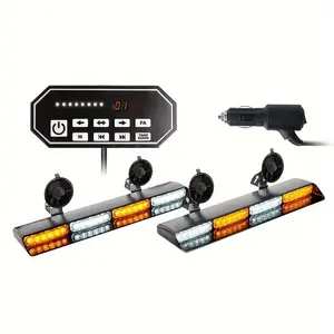 2x16.8 Inch Strobe Lights, Amber White Security Light w/Take Down, 48LED Work Light with Controller, Safety Light for Truck Vehicles (12V)