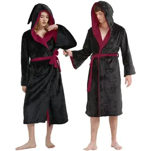 Men Women Flannel Bathrobe Four College Styles Magic Robe Couple Nightgown Witch Cosplay Magical Hooded Cloak