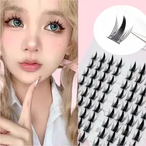 Elf Eyelash Clusters 10-14mm, Comic-Style Curled D-Shaped Lashes, Ultra-Thin Invisible Band, Moist Effect Like Anime Lashes, DIY Lashes Cluster