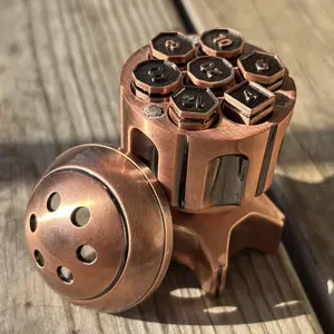 D&D Metal Dice Set DnD Tabletop RPG & TTRPG Dice with Spinning Case Wild West Campaigns