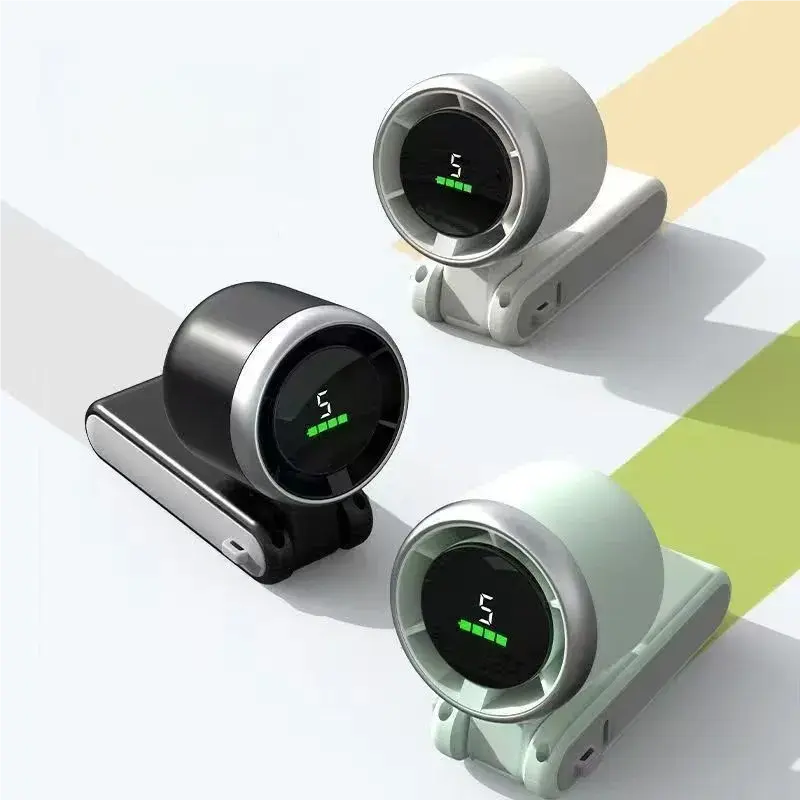 Cordless Brushless Motor Handheld Fan - Compact, Foldable, 5-Speed Wind, 4000mAh Battery Powered Cooling Fan, 10-Hour Run Time, 5V Rechargeable 3-in-1 Cooler for Outdoor, Travel