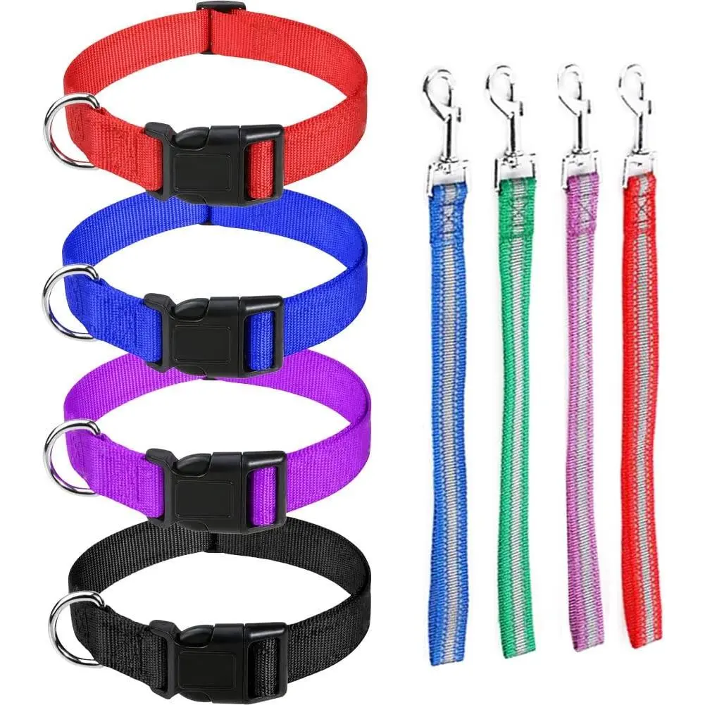 8 Pieces Goat Lead and Goat Collars Set, Nylon 11 inch Sheep Lead with Reflective Strip Design and Nylon Goat Collar for Small Farm Animal Goat Cow Horse Sheep (Multicolor)