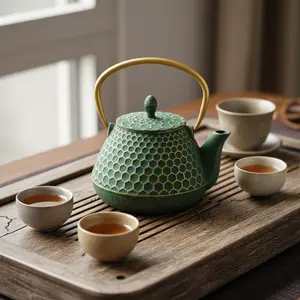 33.8oz Cast Iron Teapot with Infuser for Loose Tea, Small Cast Iron Tea Kettle for Stovetop Safe, Dark Green Tea Pot with Enameled Interior, An Exquisite Gift Suitable for Giving to Friends and Families